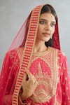 Torani_Pink Raw Silk Hand Embroidered Dori Gul Meera Anarkali Sharara Set  _Online_at_Aza_Fashions