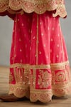 Torani_Pink Raw Silk Hand Embroidered Dori Gul Meera Anarkali Sharara Set  _at_Aza_Fashions