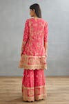 Shop_Torani_Pink Raw Silk Hand Embroidered Dori Gul Meera Anarkali Sharara Set  _at_Aza_Fashions