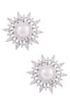 Shop_Solasta Jewellery_Silver Plated Pearls Stud Earrings _at_Aza_Fashions