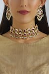 Buy_Moh-Maya By Disha Khatri_Gold Plated Beads, Stones Choker Set _at_Aza_Fashions