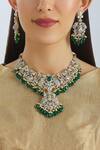Buy_Moh-Maya By Disha Khatri_Gold Plated Crystals, Beads, Stones Choker Set _at_Aza_Fashions