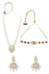 Shop_Moh-Maya by Disha Khatri_Gold Plated Semi Precious Stones Necklace Set _at_Aza_Fashions