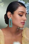 Buy_Torque by Merge_Green Semi Precious Mixed Stones Geometric Shape Sequin Embellished Earrings _at_Aza_Fashions