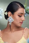 Buy_Torque by Merge_Multi Color Semi Precious Mixed Stones Diamond Shape Thread Embroidered Earrings _at_Aza_Fashions