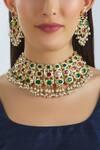 Buy_Moh-Maya By Disha Khatri_Gold Plated Beads, Stones Choker Set _at_Aza_Fashions