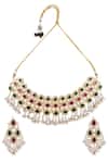 Shop_Moh-Maya By Disha Khatri_Gold Plated Beads, Stones Choker Set _at_Aza_Fashions