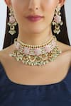 Buy_Moh-Maya by Disha Khatri_Gold Plated Semi Precious Stones Floral Choker Set _at_Aza_Fashions