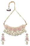 Shop_Moh-Maya by Disha Khatri_Gold Plated Semi Precious Stones Floral Choker Set _at_Aza_Fashions