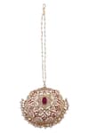 Shop_Moh-Maya By Disha Khatri_Gold Plated Stone Maangtikka _at_Aza_Fashions