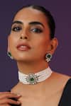 Buy_Swabhimann_Green Pearls Polki Studded Choker Necklace Set _at_Aza_Fashions