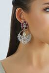 Buy_Moh-Maya By Disha Khatri_Silver Plated Crystals, Pearls, Stones Danglers_at_Aza_Fashions