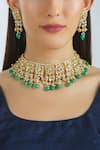 Buy_Moh-Maya By Disha Khatri_Gold Plated Pearls, Stones, Gota Patti Kundan Choker Necklace Set _at_Aza_Fashions