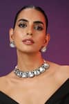 Buy_SWABHIMANN_Grey Kundan Choker Necklace Set _at_Aza_Fashions