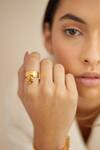 Buy_Outhouse_Gold Plated Petite Poppi Ring _at_Aza_Fashions