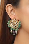 Buy_Riana Jewellery_Gold Plated Jadtar Stone Bead Drop Chandbali Studs _at_Aza_Fashions