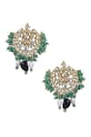 Shop_Riana Jewellery_Gold Plated Jadtar Stone Bead Drop Chandbali Studs _at_Aza_Fashions