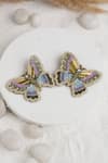 Shop_Torque By Merge_Multi Color Beads, Stones Embroidered Butterfly Earrings _at_Aza_Fashions