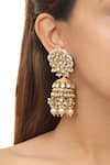 Buy_Riana Jewellery_Gold Plated Floral Stone Jhumkas _at_Aza_Fashions