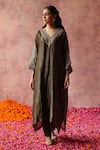 Buy_Begum_Green Phiran Zari Tissue Embellished Heer Neckline And Pant Set _at_Aza_Fashions