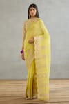 Torani_Yellow Silk Organza Hand Embroidery Dori Gul Mina Geetika Saree  _at_Aza_Fashions