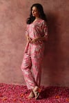 Shop_Begum_Pink Kaftan Georgette Embroidery Sequin V Neck Maiyra And Pant Set _Online_at_Aza_Fashions