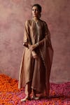 Buy_Begum_Gold Kurta Zari Silk Embroidered Sequin And Gota Work Paakizah Set _at_Aza_Fashions