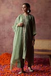 Buy_Begum_Green Kurta Zari Silk Embroidered Sequin And Gota Paakizah Pant Set _at_Aza_Fashions