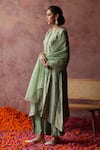 Shop_Begum_Green Kurta Zari Silk Embroidered Sequin And Gota Paakizah Pant Set _Online_at_Aza_Fashions