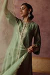 Begum_Green Kurta Zari Silk Embroidered Sequin And Gota Paakizah Pant Set _at_Aza_Fashions