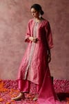 Buy_Begum_Pink Kurta Zari Silk Embroidered Sequin And Gota Work Paakizah Set _at_Aza_Fashions