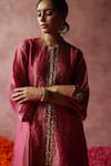 Begum_Pink Kurta Zari Silk Embroidered Sequin And Gota Work Paakizah Set _Online_at_Aza_Fashions