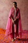 Buy_Begum_Pink Kurta Zari Silk Embroidered Sequin And Gota Work Paakizah Set _Online_at_Aza_Fashions
