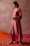 Shop_Begum_Pink Kurta Zari Silk Embroidered Sequin And Gota Work Paakizah Set _Online_at_Aza_Fashions