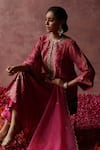 Begum_Pink Kurta Zari Silk Embroidered Sequin And Gota Work Paakizah Set _at_Aza_Fashions