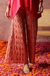 Begum_Fuchsia Top Satin Embroidered Sequin Round Collar Rene And Pant Set _Online_at_Aza_Fashions