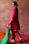 Shop_Begum_Pink Kurta Silk Embroidered Sequin V Neck Rumi Brocade Pant Set _at_Aza_Fashions