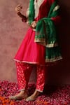 Shop_Begum_Pink Kurta Silk Embroidered Sequin V Neck Rumi Brocade Pant Set _Online_at_Aza_Fashions