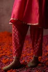 Buy_Begum_Fuchsia Kurta Silk Embroidered Sequin V Rumi A-line Brocade Pant Set _Online_at_Aza_Fashions