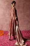 Shop_Begum_Rose Gold Dupatta Organza Embroidered Zaahra Bell Sleeve Kurta Set _at_Aza_Fashions