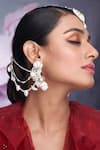 Buy_Torque By Merge_White Stones Shell Embellished Earrings With Ear Chain _at_Aza_Fashions