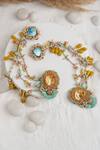 Shop_Torque By Merge_Multi Color Stones Work Earrings With Ear Chain _at_Aza_Fashions