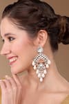 Buy_Tizora_White Faux Polki Studded Chandeliers Earrings _at_Aza_Fashions