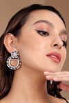 Buy_Tizora_Multi Color Synthetic Faux Diamonds And Carved Stones Floral Earrings _at_Aza_Fashions