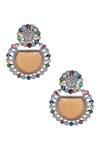 Shop_Tizora_Multi Color Synthetic Faux Diamonds And Carved Stones Floral Earrings _at_Aza_Fashions