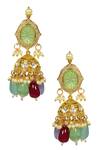 Shop_Tizora_Multi Color Faux Diamond Contrast Stone Dangler Jhumkas _at_Aza_Fashions