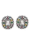 Shop_Tizora_Multi Color Faux Diamonds Contrast Stone Embellished Stud Earrings _at_Aza_Fashions