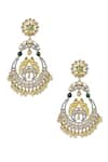 Shop_Tizora_White Kundan Meena Chandbali Earrings _at_Aza_Fashions