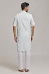 Shop_Arihant Rai Sinha_White Linen Mandarin Collar Woven Kurta _at_Aza_Fashions
