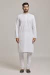 Arihant Rai Sinha_White Cotton Embroidery Chikankari Floral Kurta Set _Online_at_Aza_Fashions